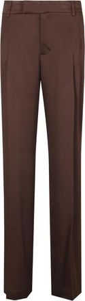 Federica Tosi Satin Pants - Dames - Straight fit broeken - Bruin - M - Satijn - Broeken