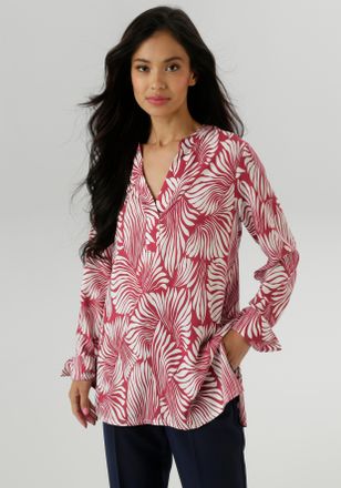 Aniston Schlupfbluse ANISTON SELECTED, Damen, Gr. 36, weiss (bordeaux, wei&szlig;), Web, Obermaterial: 100% Viskose, bedruckt, gemustert, l&auml;ssig geschnitten lang, V