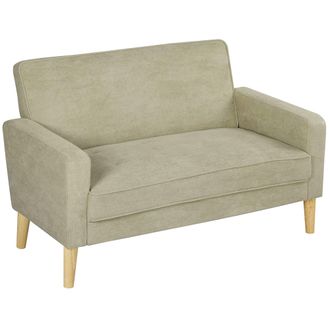 HOMCOM 2 Seater Sofa - Velvet-Feel Upholstered Loveseat for Small Space - Beige | TJ Hughes