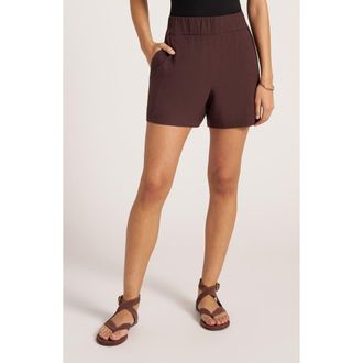 Matty M Ventura High Waist Linen Blend Shorts in Chocolate at Nordstrom, Size X-Large