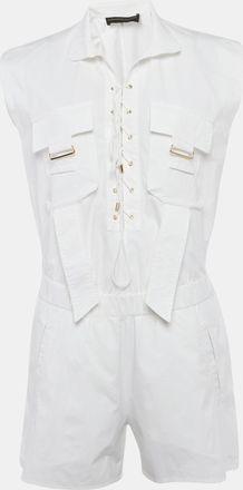 Alexandre Vauthier White Cotton Criss Cross Tie-Up Detail Playsuit