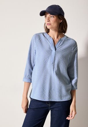 Cecil Klassische Bluse CECIL, Damen, Gr. XL (44), blau (blouse blau), Web, Obermaterial: 51% Viskose, 32% Baumwolle, 17% Polyamid, gestreift, regular fit ta