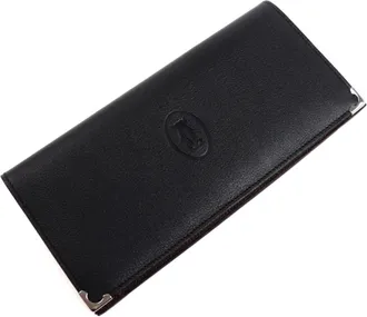 Cartier Black Leather Long Bill Wallet (Bi-Fold) (Pre-Owned)
