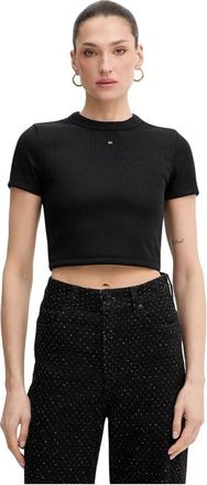A|X Armani Exchange Cropped T-shirt met logo - Dames - T-shirts - Zwart - M - Polyester - Tops