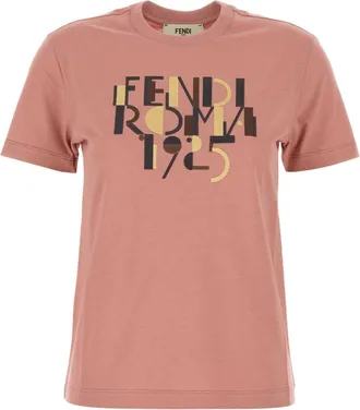 Fendi Womens Dark Pink Cotton T-shirt - Rose Gold - Size X-Small