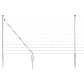 Berkfield Home Euro Fence with 13 Spike Posts 1x25 m Galvanised Steel in Silver