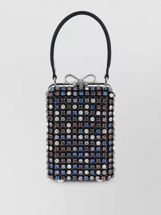 Self Portrait crystal chainmail clutch bag bow detail