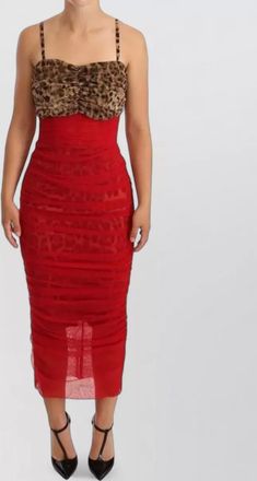 Dolce & Gabbana silk leopard-print ruched midi dress