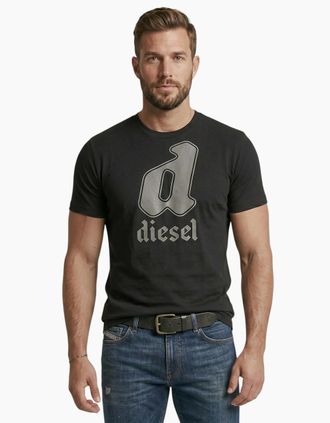 Diesel Mens Diesel Mens T Shirts T-Diegor-K59 Graphic Logo - Black - Size: 38