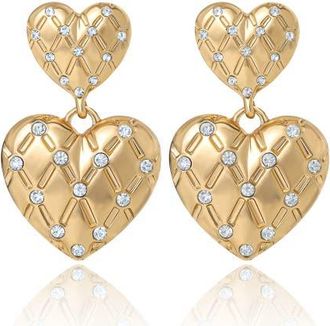 Juicy Couture Double Heart Drop Earrings in Gold Tone at Nordstrom