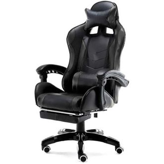 Trade Shop Trade Shop - Sedia Poltrona Gaming Ufficio Casa In Ecopelle Cuscino Lombare Poggiatesta Piedi Nero