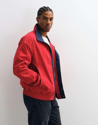 Abercrombie & Fitch giacca con zip e colletto rossa-Rosso