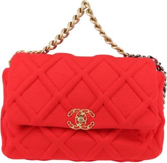 Chanel Chanel 19 Red Cotton Shoulder Bag (Pre-Owned)