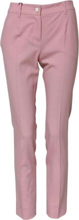 Dolce & Gabbana Roze Wol Tapered Ritsbroek - Dames - Slim Fit Broeken - Roze - 2XS - Wol - Broeken