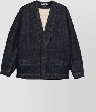 Jacquemus denim cardigan featuring contrast stitching