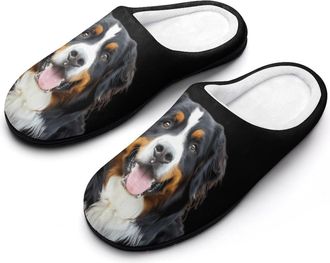 Generic Bernese Mountain Cute Dog Mens Slippers Memory Foam Winter Warm Sandals Slip On House Shoes Size 7-14