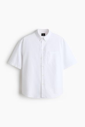 H&M Oxfordhemd mit Kurzarm in Relaxed Fit - White