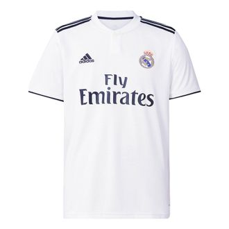 adidas real Madrid 18-19 Season Fan Edition Home Alphabet Logo Stripe Sports Soccer/Football Short Sleeve White DH3372