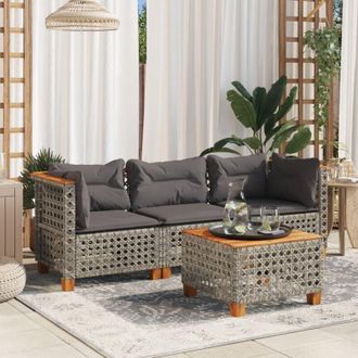 vidaXL Vidaxl - Divano da Giardino con Cuscini 3 Posti Grigio in Polyrattan
