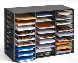 OEM Estante De Almacenamiento De Documentos 27 Compartimentos, Organizador De Archivos De Metal 80 X 31 X 54,5 Cm, Clasificador De Literatura Con Estantes
