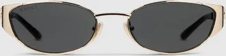 Gucci Oval-frame Sunglasses, Gold
