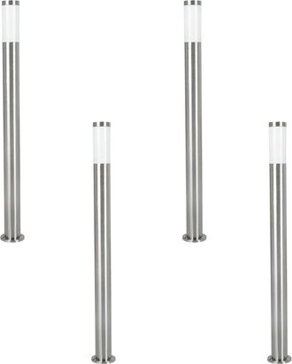 Loops 4 PACK IP44 Outdoor Bollard Light Stainless Steel 12W E27 1100mm Driveway Post