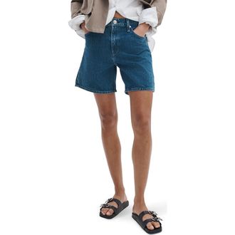 Rag & Bone Kaia High Waist Relaxed Fit Denim Shorts in Cornflower at Nordstrom, Size 24