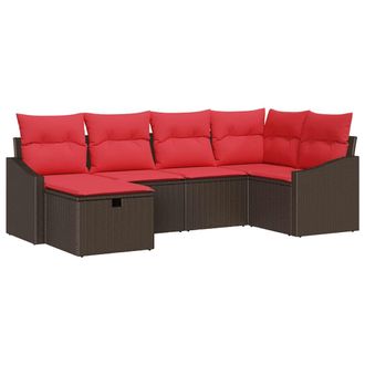vidaXL Juego De Sof&aacute; 6 Uds. Marr&oacute;n Rat&aacute;n Sint&eacute;tico Vidaxl