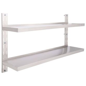 Berkfield Home 2-Tier Floating Wall Shelf Stainless Steel 150x30 cm in Grey