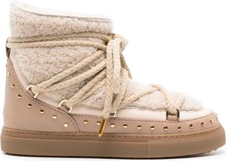INUIKII Krullende Rock Shearling Veterschoenen - Dames - Winterlaarzen - Beige - 41 EU - Schoenen
