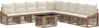 vidaXL Conjunto De Sof&aacute;s De Jard&iacute;n 10 Uds. Beige Y Blanco Crema Vidaxl