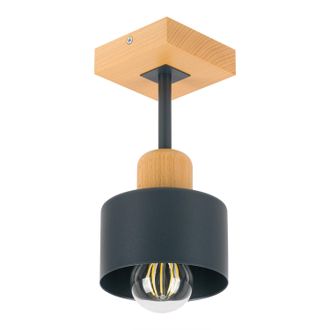 OEM L&aacute;mpara De Techo Antracita De Madera Y Metal De Estilo Escandinavo, 1xe27, Iluminaci&oacute;n Led Moderna Para Sal&oacute;n, Cocina, Dormitorio, Habitaci&oacute;n Infantil