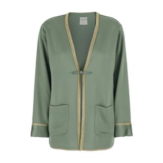 Forte_Forte Jassen, Dames, Groen, M, V-hals Toggle Jas