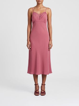 Chlo&eacute; Midi Dress in Silk with Lace Inserts
