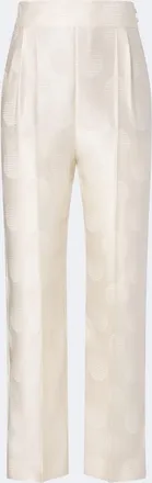 Valentino Polka-dot silk jacquard slim pants