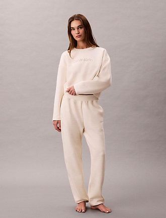 Calvin Klein Pantal&oacute;n de ch&aacute;ndal de felpa de estar por casa acolchado