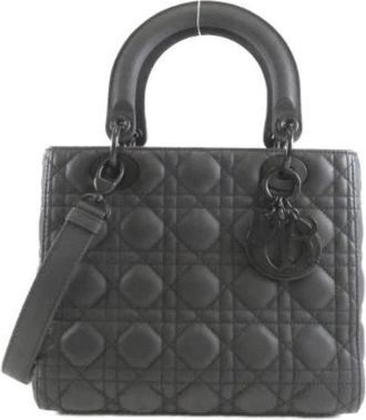 Dior Pre-owned Lady Dior Ultra Matte Calfskin Bag - Dames - Vintage Handtas - Zwart - ONE Size - Leer - Vintage