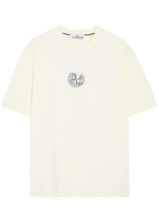 Stone Island Logo-print Cotton T-shirt - Ivory - XL