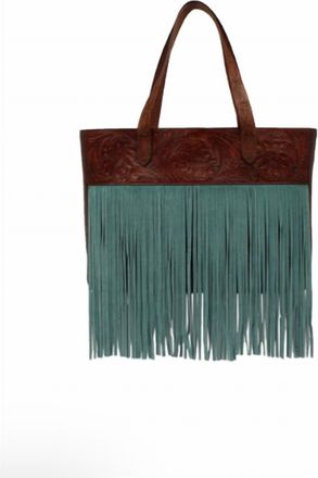 Ariat Women Claire Western Fringe Concealed Carry Tote Bag In Brown/turquoise