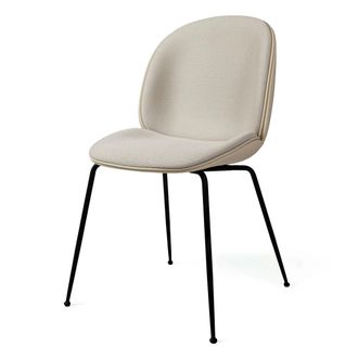 GUBI Beetle Dining Chair Vollpolsterung (Conic Base), schwarz / Vidar (146) / Valencia Leder leinen (Exclusive Edtion)