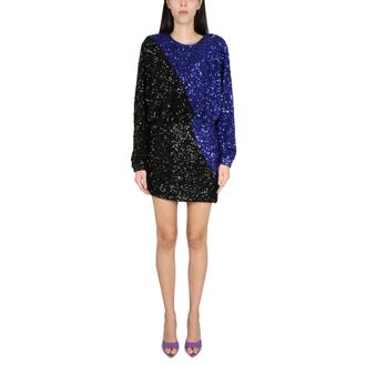 Rotate ROTATE Birger Christensen, Party Dresses, female, Multicolor, Size: XS Sequin Two Tone Mini Dress
