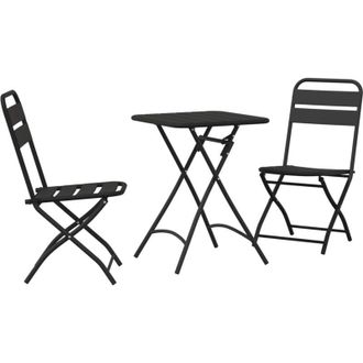 vidaXL Conjunto Bistro 3 Pcs Antracita Acero Vidaxl