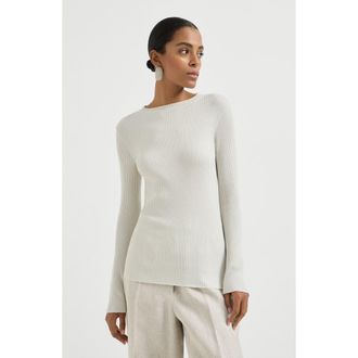 Brunello Cucinelli Cashmere and silk Sparkling sweater in White at Nordstrom, Size Xx-Small Eu