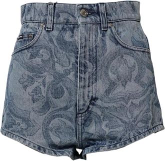 Dolce & Gabbana Bloemenprint hoge taille denim shorts - Dames - Denim shorts - Blauw - S - Denim - Korte Broeken
