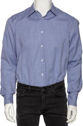 HUGO BOSS Boss By Hugo Boss Blue Check Cotton Button Front Slim Fit Shirt
