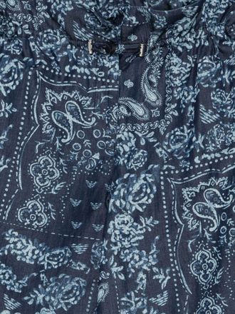Emporio Armani Paisley-Print Cotton Trousers - Navy
