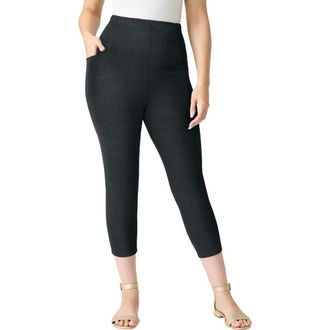 Roaman's Side-Pocket Essential Capri Legging in Heather Charcoal at Nordstrom, Size 36