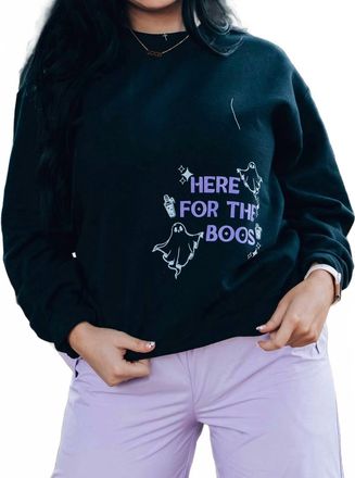 Gildan Here For The Boos Crewneck Sweater In Blue