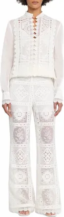 Zimmermann Aster Embroidered Pants In Ivory