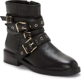 Vince Camuto Womens Vince Camuto Arielle Boots Black Buckle Strap Moto Bootie ZAP1413